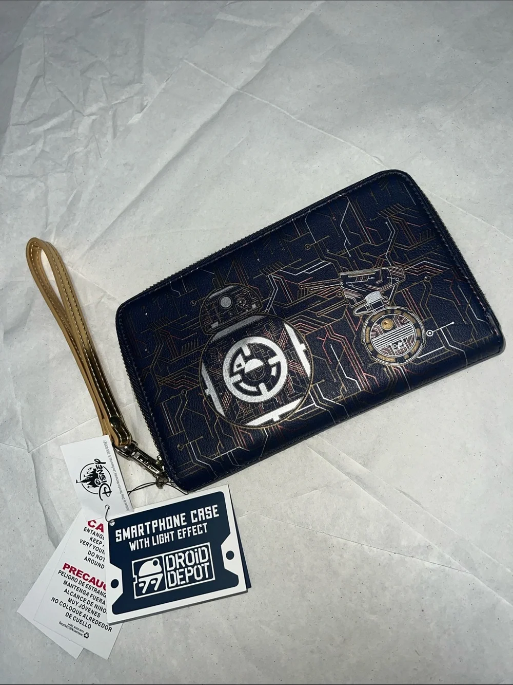 Disney Star Wars Driod Depot Navy Blue Zip Wristlet Wallet